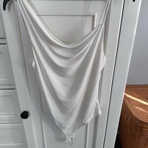 Elegant White Drape Bodysuit